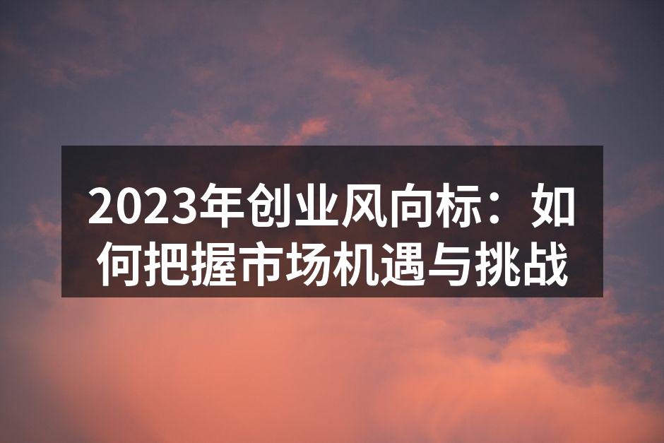 创业者面对的市场机遇与挑战